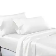 1000TC Silk Satin Sheet Pillowcase Sheet White