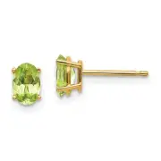 14k Yellow Gold 6x4 Oval August/Peridot Earrings