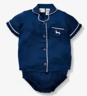 Peter Alexander | Baby Navy Satin PJ Set | 00 (3-6 Months)