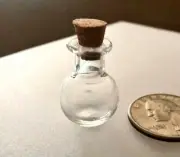 1 Glass Bottle and Cork Potion Apothecary Wishing Round Clear Vial mini 2mL 0.9"