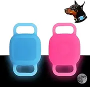 Silicone Dog Collar Holder for Tile Mate 2024 & 2022, 2 Pack Waterproof Protective Case for Tile Mate Pet Dog Cat (Luminous - Blue & Pink)