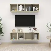 Wall Mounted TV Stands Sonoma Oak - Entertainment Center, Living Room Cabinets, Modern Media Shelves, Storage Table, Bedroom Furniture