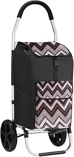Foldable Shopping Trolley Aluminium Shopping Cart with Bags Dolly Grocery Cart on Wheels Black