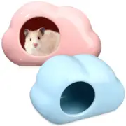 2Pcs Cloud-shaped Ceramic Hamster House Hamster Hideout Guniea Pigs Rat
