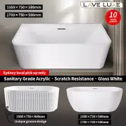 Freestanding / Back to Wall Acrylic Bathtub White Bath Tub Pop up Waste PICK UP