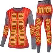 [IMYOGI] Cozy Electric Thermal Underwears Set, Man Woman Heating Underwears Shirt and Pant Temperature Adjustable for Skiing
