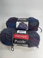 Lot Of 2 Premier Yarns Puzzle Bulky Yarn Lot 84115 84117 Backgammon