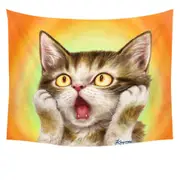 Funny Cat Designs Freaked Out Kitten Tapestry