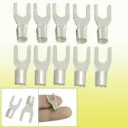 A● 15/64" Stud Copper Non Insulated Spade Fork Terminal Connectors 10 Pcs