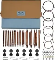KnitPro Ginger Interchangeable Needle Set – 13 x 13cm Circular Knitting Pin Pairs with Accessories Ginger Grande Set, for Beginners, Professionals & Gift Set, Brown