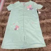 J. Appel Robe Housecoat Muumuu Cover Zip Front Light Green Fleece Women's Sz M