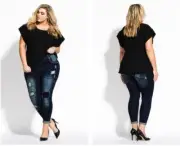 City Chic Ladies Asha Patched Apple Skinny Jeans size 24S Colour Denim Mid