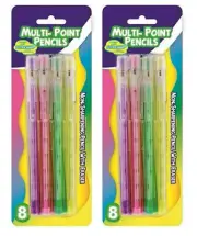 2-Pack. Transparent Multi-Point Pencil. Non-Sharpening Pencil w/ Eraser