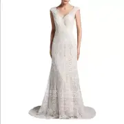Women’s Bohemian Wedding Dress with Nude Lining Zip Up Back Size 2 NWT
