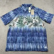Tommy Bahama Island Zone Tidepool Royale Men's Large Polo Floral Blue