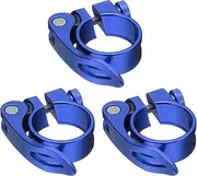 uxcell 3pcs Bike Seat Post Clamp 31.8mm Bicycle Clamp Aluminum Alloy Bike Quick Release Seat Post Collar for Diameter 27.2 to 28.6mm Bicycle Mountain Bike Road Bike Seat Post Tube, Blue