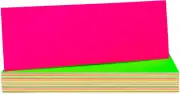 Neon Word Cards - Vibrant 4 X11-Inch Cardstock Flashcards, 5 Assorted Fluorescen
