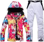 [Generic] Women's Snow Suit Wear Winter Sports Girl Costume Snowboard Clothing Waterproof Ski Sets Jacket Strap Pant