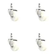 3 Inch 316SS Nylon Wheel Swivel 3/8 Inch Threaded Stem Caster Set Service Caster