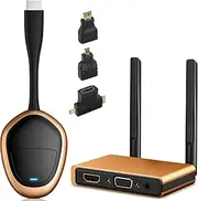 Wireless HDMI Transmitter and Receiver 4K, 5G HD HDMI Wireless Receiver 164FT/50M, Wireless HDMI Transmitter Supports Audio Video from MAC/Tablet/PC/Camera/PS4/5 to HDTV/Projector/Monitor, Orange