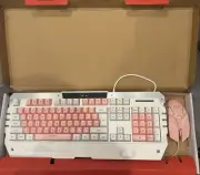 Pink Keyboard USB Gaming Keyboards and Mouse Combo WHITE/PINK