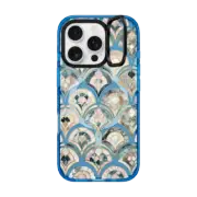 iPhone 16 Pro Impact Ring Stand Case MagSafe Compatible Art Deco Marble Tiles in Soft Pastel on transparent 2