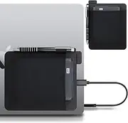 [Lacdo] Portable External Hard Drive Sleeve for Laptop, Stick on Pouch Holder with Reusable Adhesive, Fit 2.5" Seagate, WD, Toshiba, LaCie External HDD, SSD, Wireless Mouse, Cables, with Pen Loop, Black