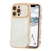 for iPhone 13 Pro Case 6.1 inch,Cute Curly Wave Frame Case with Love Heart