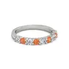 925 Sterling Silver Round 2.50 MM White Cz Fire Opal Half Eternity Women Ring