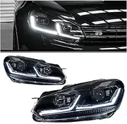 Car Lights Compatible For Golf 6 2009-2012 R20 Golf6 MK6 LED Auto Headlights Assembly Upgrade 7.5 Design LHD RHD Version Tools Accessories(Red One Set,RHD)