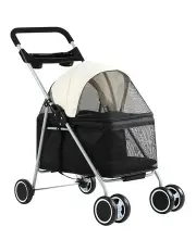 [i.Pet] Pet Stroller Pram Dog Cat Carrier Cage Large Travel Pushchair Foldable 4 Wheels in Black
