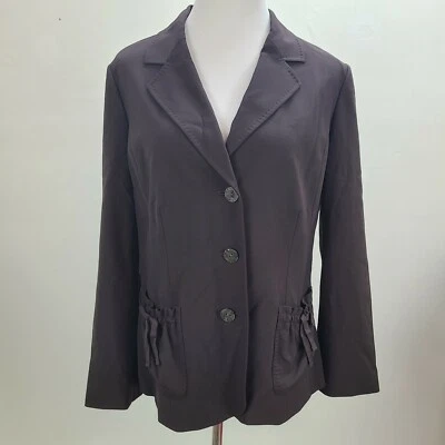 J Jill Blazer Jacket Women 16 Brown Long Sleeve 3 Button Pockets Lined Stretch