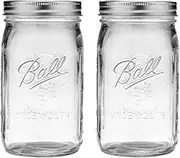 Ball Wide Mouth Glass Mason Jars with Lids and Bands, Used for Canning, Pickling, Juice, Jam, Jelly, Quart Size 32 Ounce (Pack of 2)