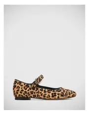 [Wittner] Alise Leopard Print Hair on Leather Mary Jane Ballet in Sand