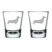 Set of 2 Shot Glasses Glass Dachshund