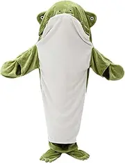 JISADER Frog Blanket Wearable Cosplay Costume Hoodie Plush Lightweight Flannel Comfortable Frog Sleeping Bag Blanket for Festival, 190CM