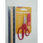 Pointed-tip Kids Scissors Fiskars 5 in. with Sheath Safety-Edge Red - Ages 4+