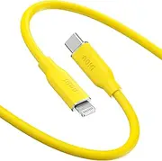 AOHI EN-CA10SL-YL Lightning Cable, USB-C Cable, Tangle-Free, Smooth, Durable, iPhone Charging Cable, Magline Yellow, 3.3 ft (1 m)