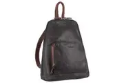Milleni Womens Bag Italian Leather Soft Nappa Leather Backpack Travel - Black/Chestnut