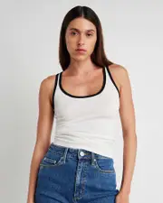 [Jag] Jag Women's Kate Contrast Scoop Tank Top In Black/white Size 16 16 Black