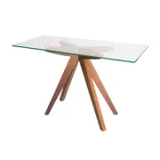 SK Designer Living | Amber Collection | Rectangular Glass Console Table | Walnut