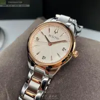 在飛比找ETMall東森購物網優惠-BULOVA 寶路華女錶 28mm 玫瑰金圓形精鋼錶殼 白色