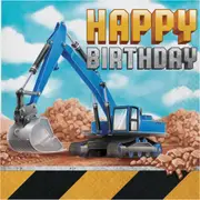 Big Dig Construction Happy Birthday Large Napkins / Serviettes (Pack of 16)