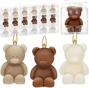 Dansib 50 Pcs Bear Baby Shower Candle Favors for Guests - Party Decorations Bulk Gifts (Light Brown, White, Brown)