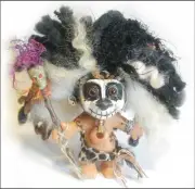 OOAK VOODOO TROLL Art Doll Tattoos WITCH DOCTOR Halloween SKULL Conjure Stick
