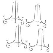 4Pcs 4 Inch Plate Stands for Display Iron Folding Easel Plate Holders, Silver