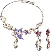 OATIPHO 1set Retro Danglers Necklace and Earrings Creative Accessory for Parties and Weddings Random Butterfly Floral Design