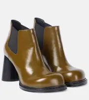 [Bottega Veneta] Bottega Veneta Cliff leather ankle boots AU 9 green