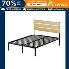 Bed Frame Double Size Metal Base Mattress Platform Foundation Black PAULA BK-AB