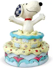 Peanuts by Jim Shore Snoopy Jumping Out of Birthday Cake 6005944